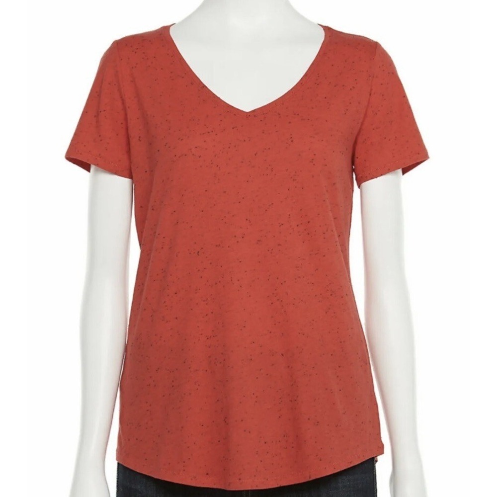 Sonoma Goods For Life Essential Womens New with Tags XS V Neck Tee Red Navy